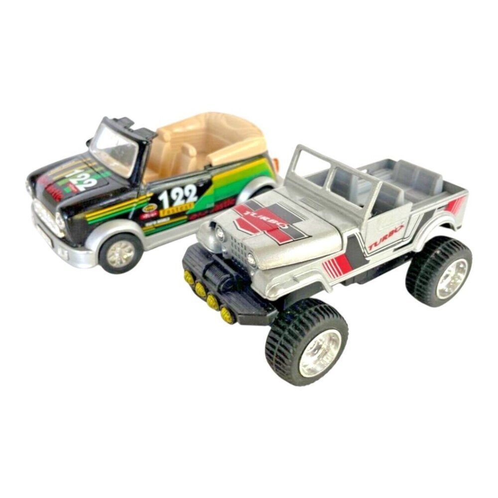 Lot of 2 Cars Diecast Pull Back Cars Jeep Wrangler & Cabriolet Convertible 1:32